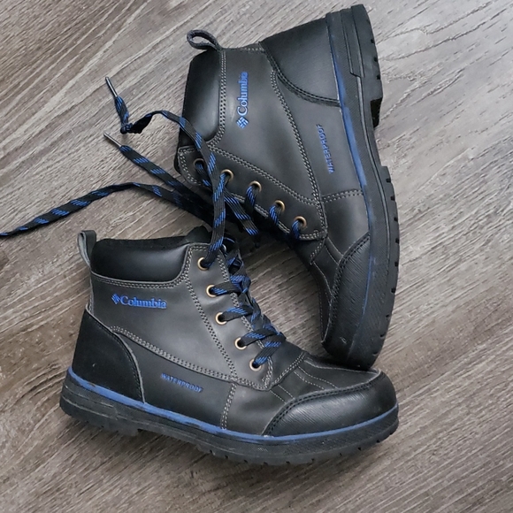 Columbia Boys Waterproof Wrangle Peak Black Lace Up Mid Top Boots Size 3 - Picture 7 of 9